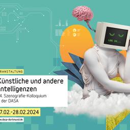 Statue mit Monitor als Kopf aus dem ein Gehirn wächst