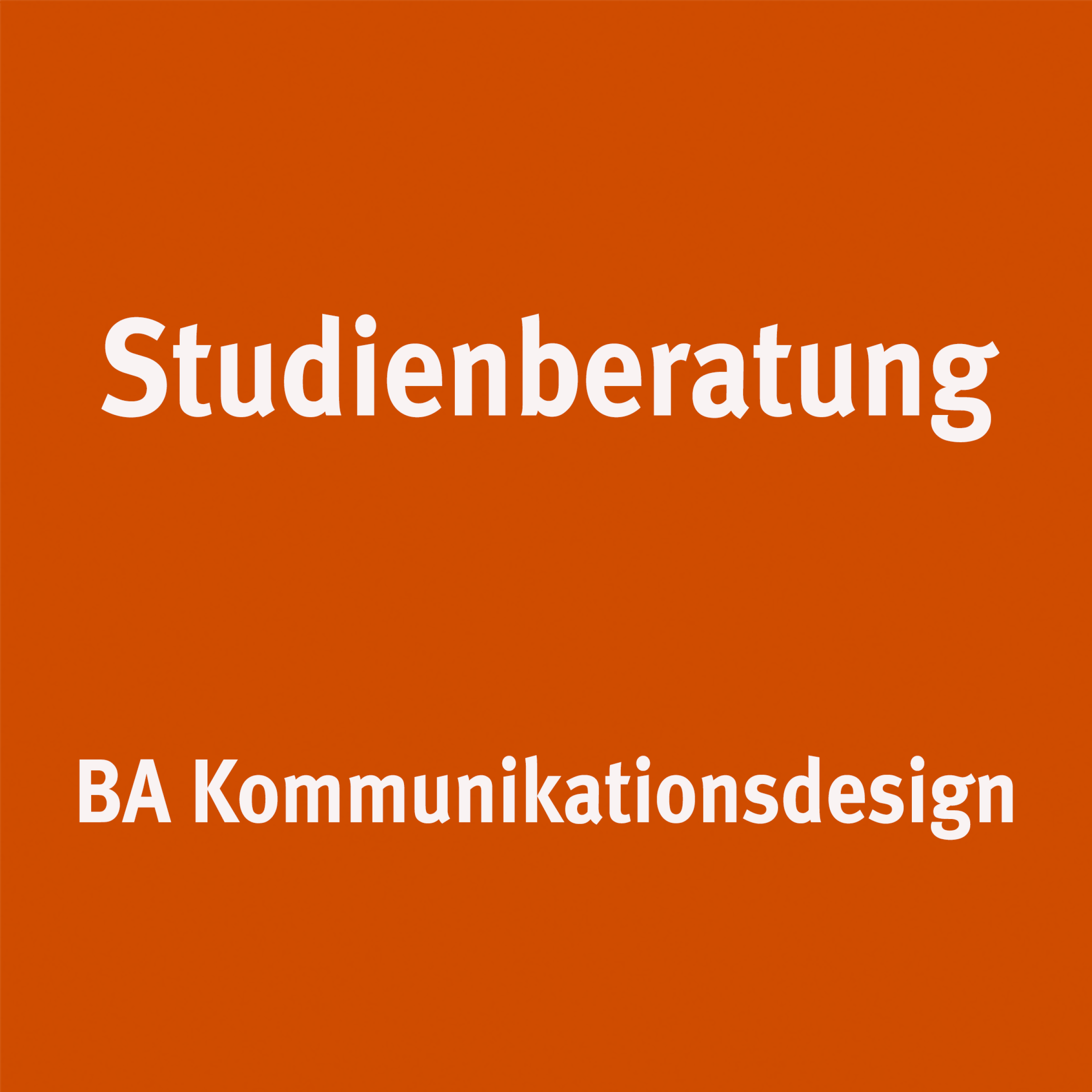 Ein oranges Bild mit weißem Text "Studienberatung"