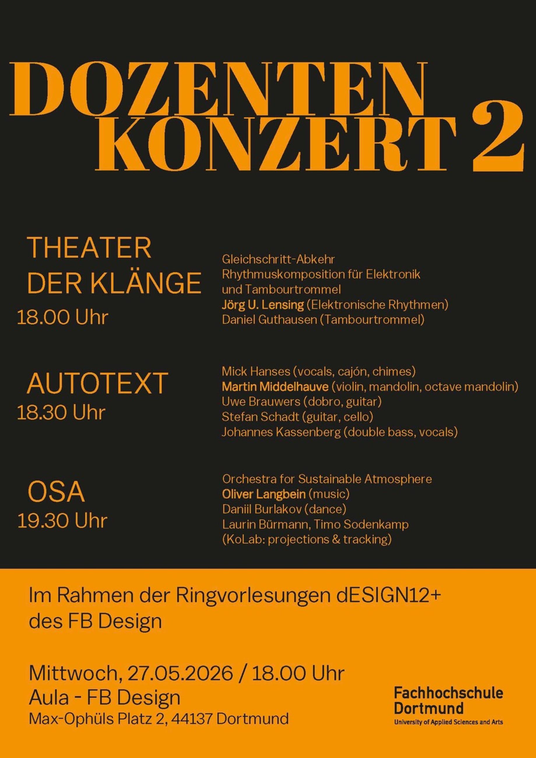 Ein Poster für die Veranstaltung "Dozenten Konzert"